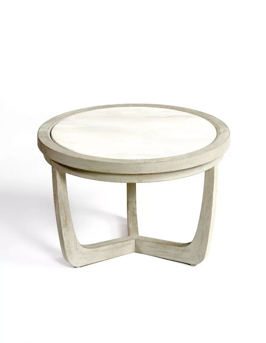 Ariana white oak wood round coffee table
