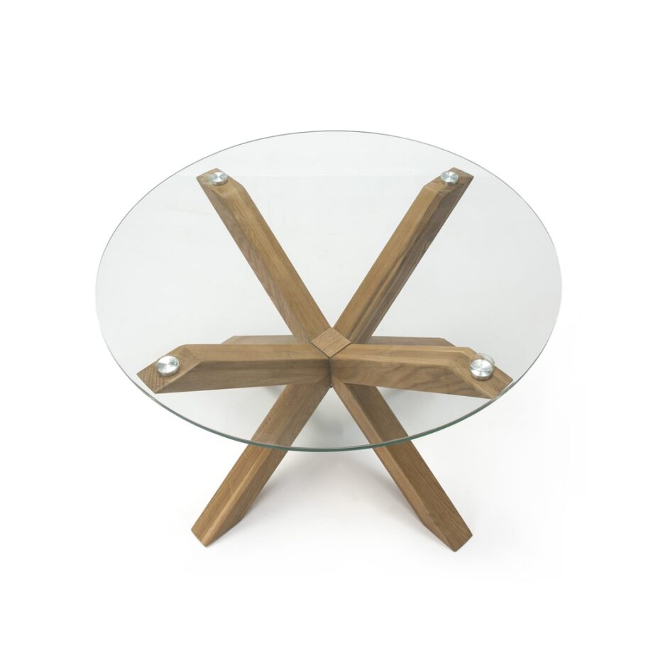 wood and glass round table