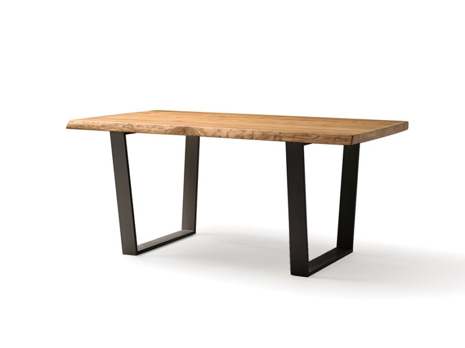 Nayra dining table with caramel table top and black legs