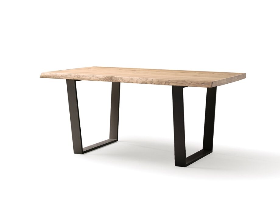 Nayra dining table with natural table top and black legs