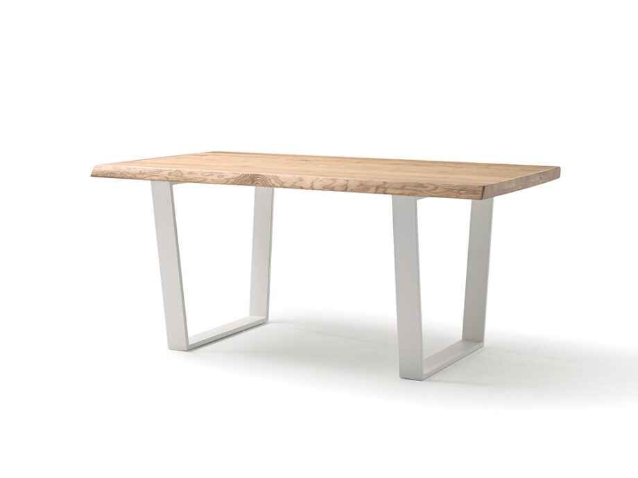 Nayra dining table with natural table top and white legs