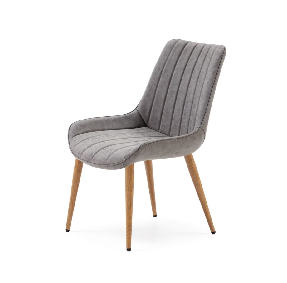 grey mari dining chair with wood legs