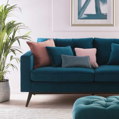 blue sofa living room