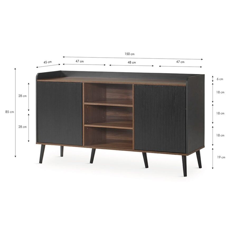 Dover Sideboard W-360 Black Dimensions