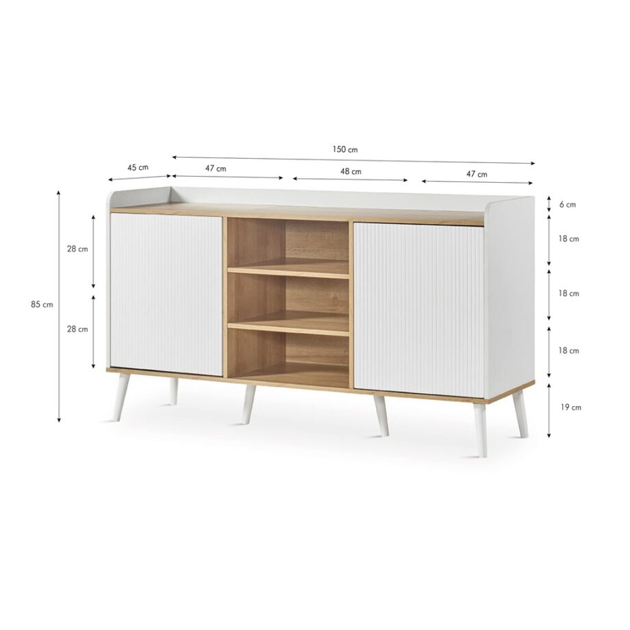 Dover Sideboard W-360 White Dimensions