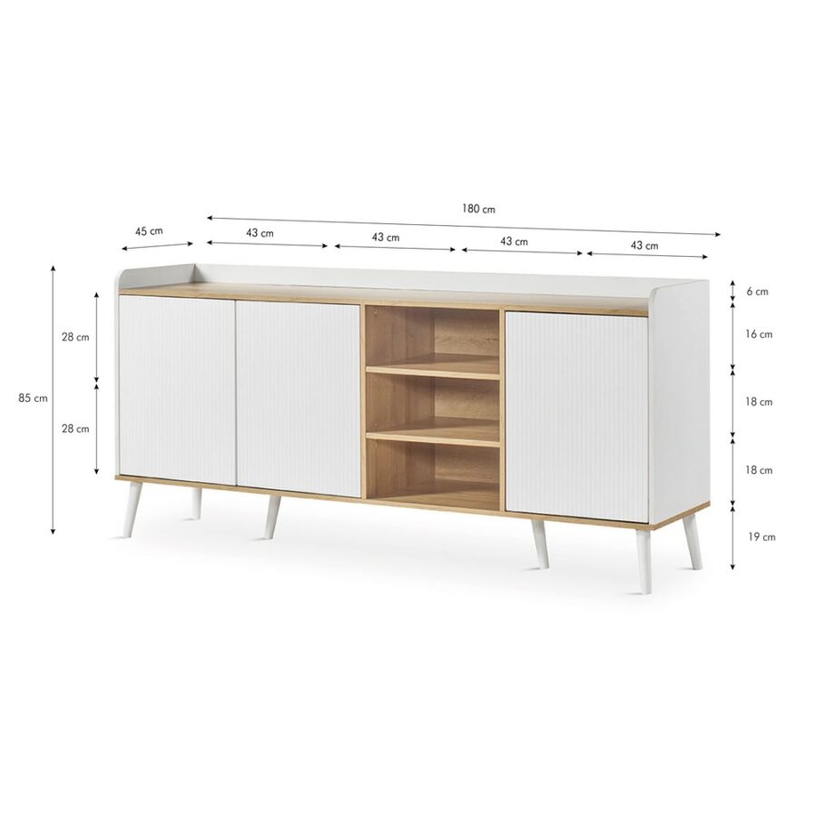 Dover Sideboard W-361 White Dimensions