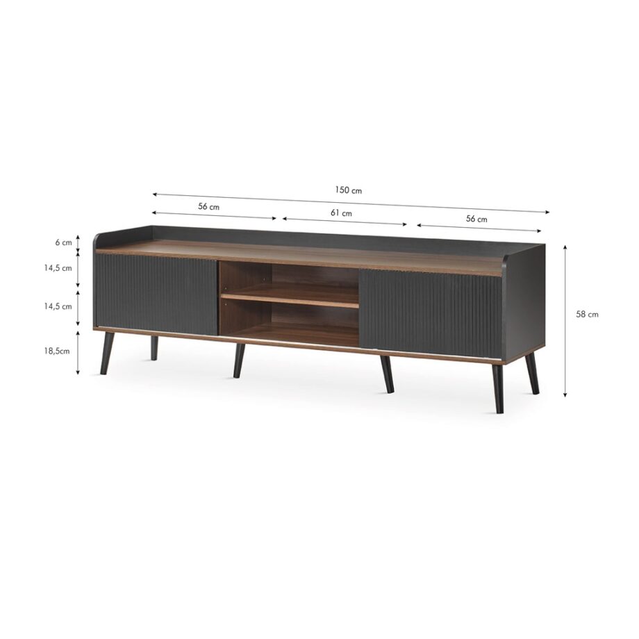 Dover TV Unit TV-360 Black Dimensions