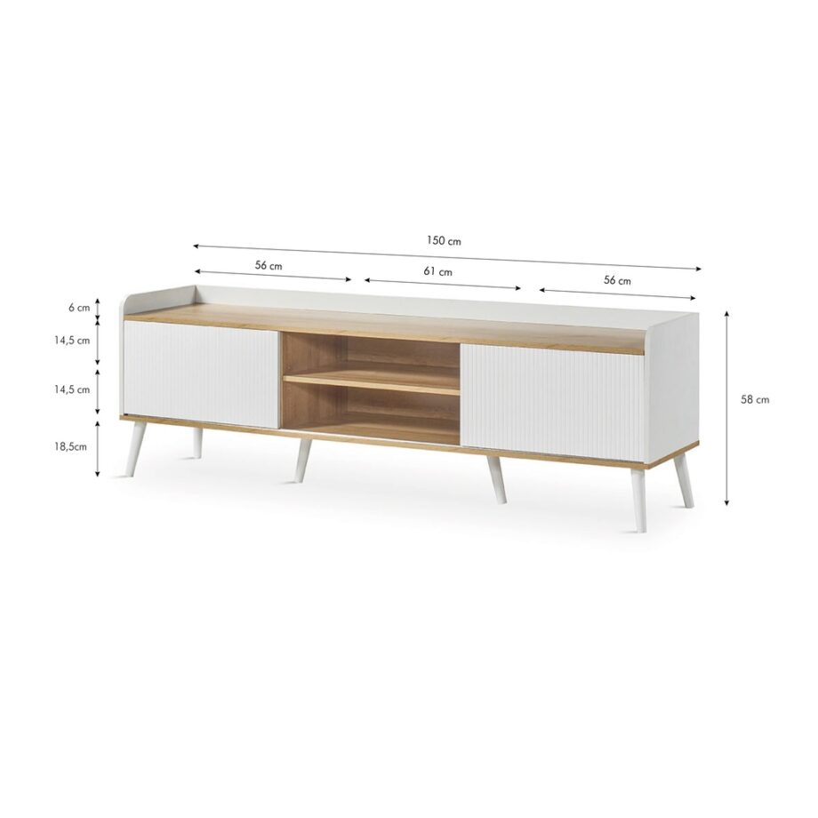 Dover TV Unit TV-360 White Dimensions