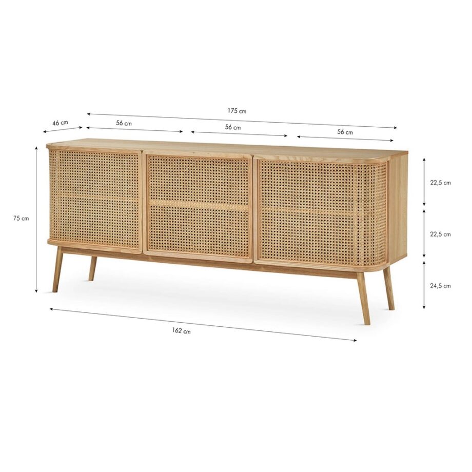 Manila Sideboard W-365 Natural Dimensions